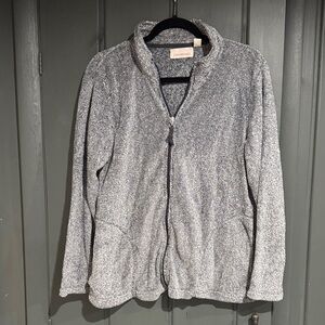 Stan Herman Lightweight Gray Fuzzy Zip-Up Jacket